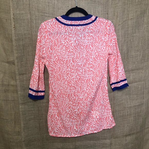 J Crew SZ XXS Tunic Top Pink Blue Short Sleeve - Picture 4 of 6